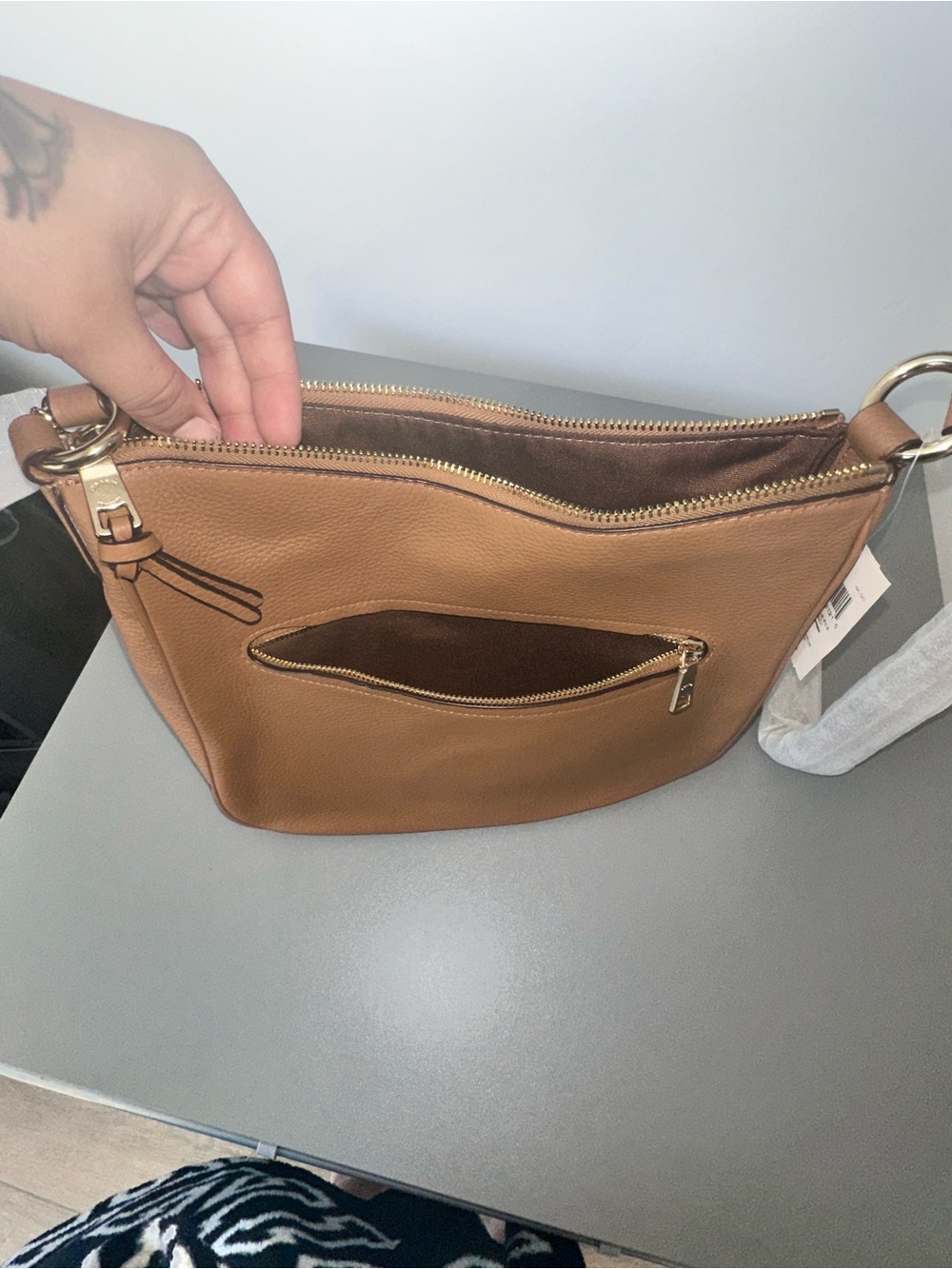 Coach Pebbled Leather Crossbody in Cognac Brown - Picture 6 of 6